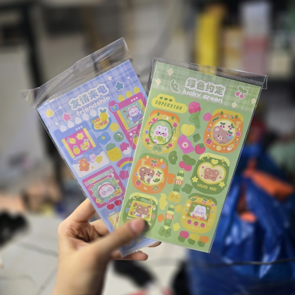 استیکر طرح تمبر مدل خرس رنگ آبی