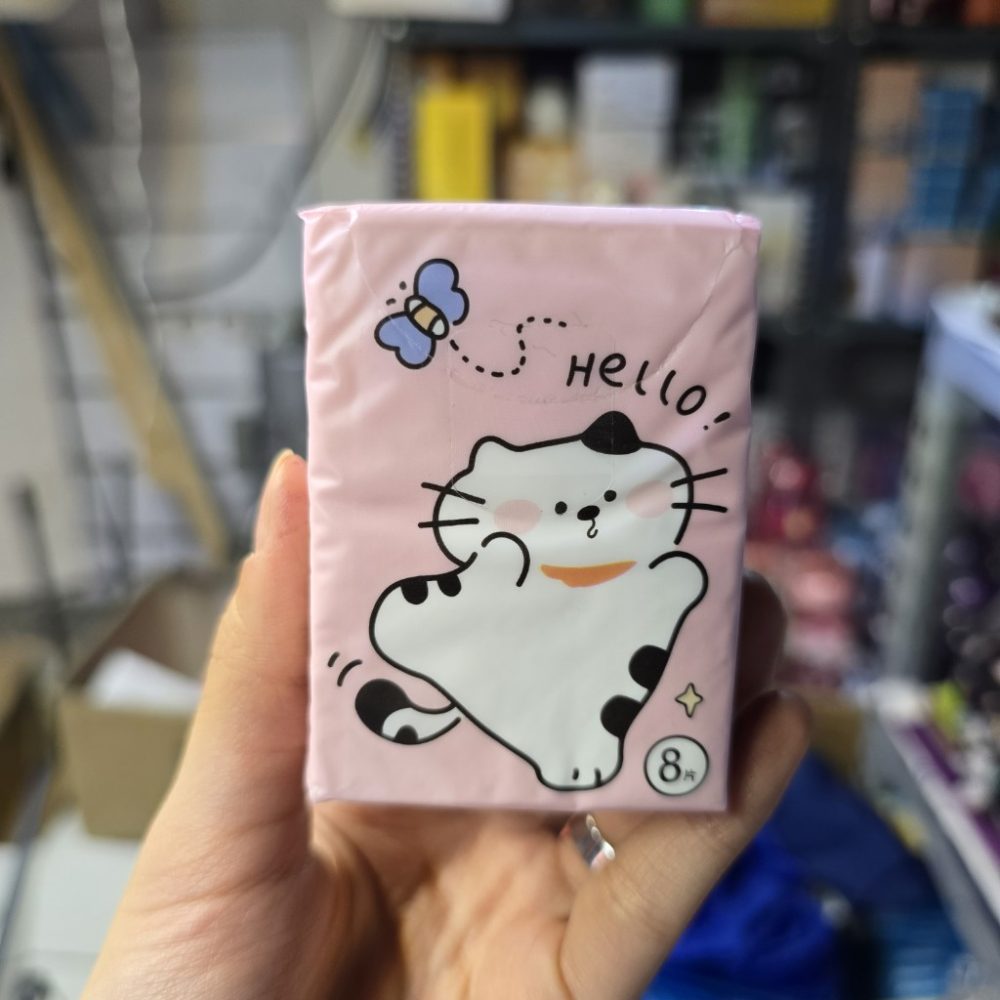 دستمال کاغذی جیبی 8 برگ طرح گربه و پروانه