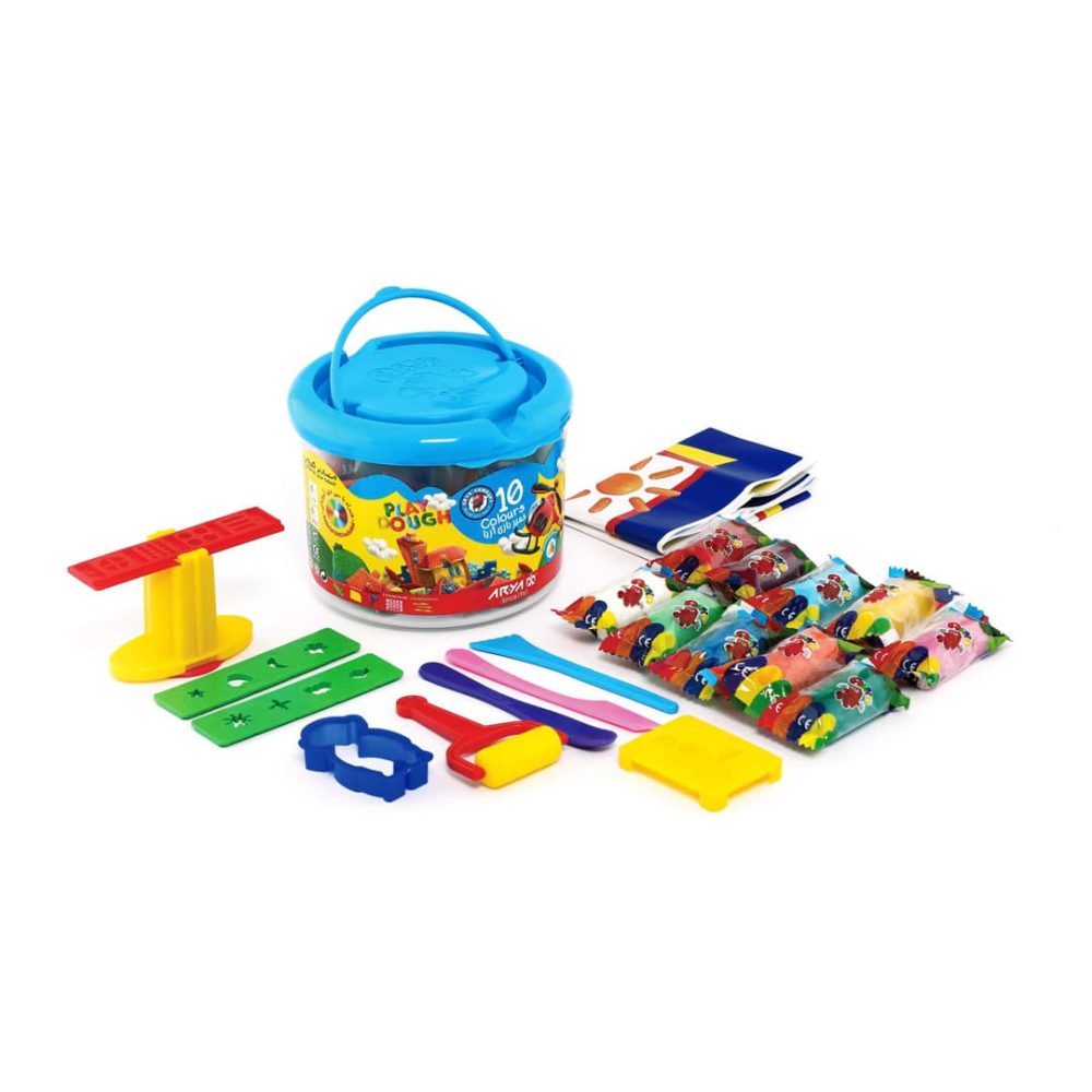 خمیربازی 10 رنگ سطلی آریا