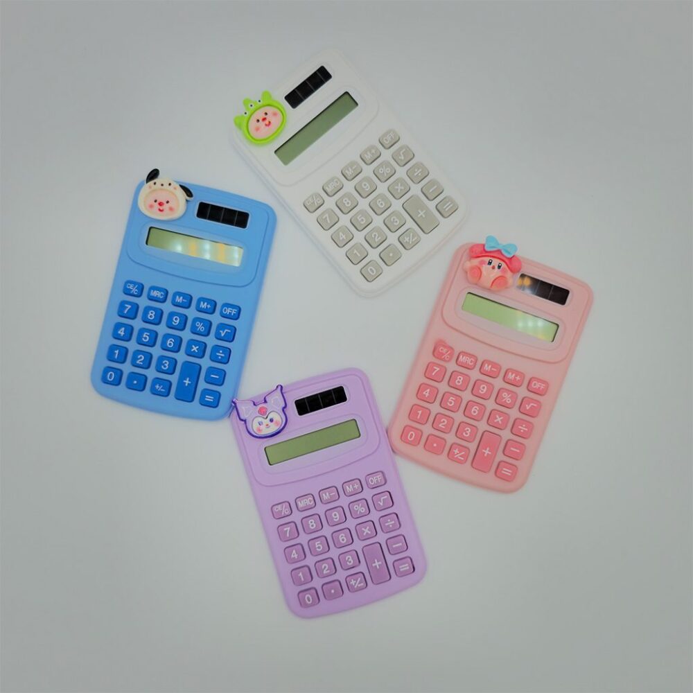 ماشین حساب جیبی با پیکسل سانریو و رنگ‌های پاستلی
