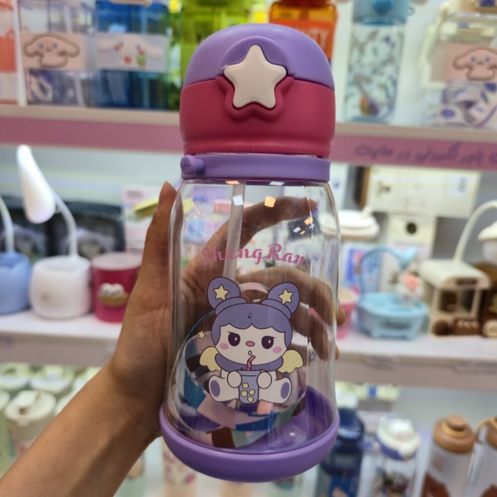 قمقمه پلاستیکی شاخ گوزنی نی‌دار بند‌دار کرومی