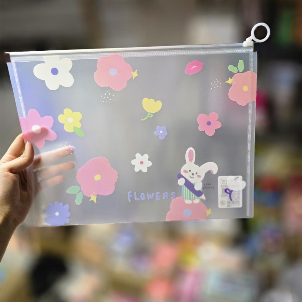 پوشه زیپی مغار دار سایز a4 خرگوش