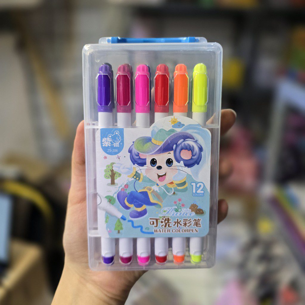 ماژیک رنگ آمیزی 12 رنگ جعبه طلقی تخت