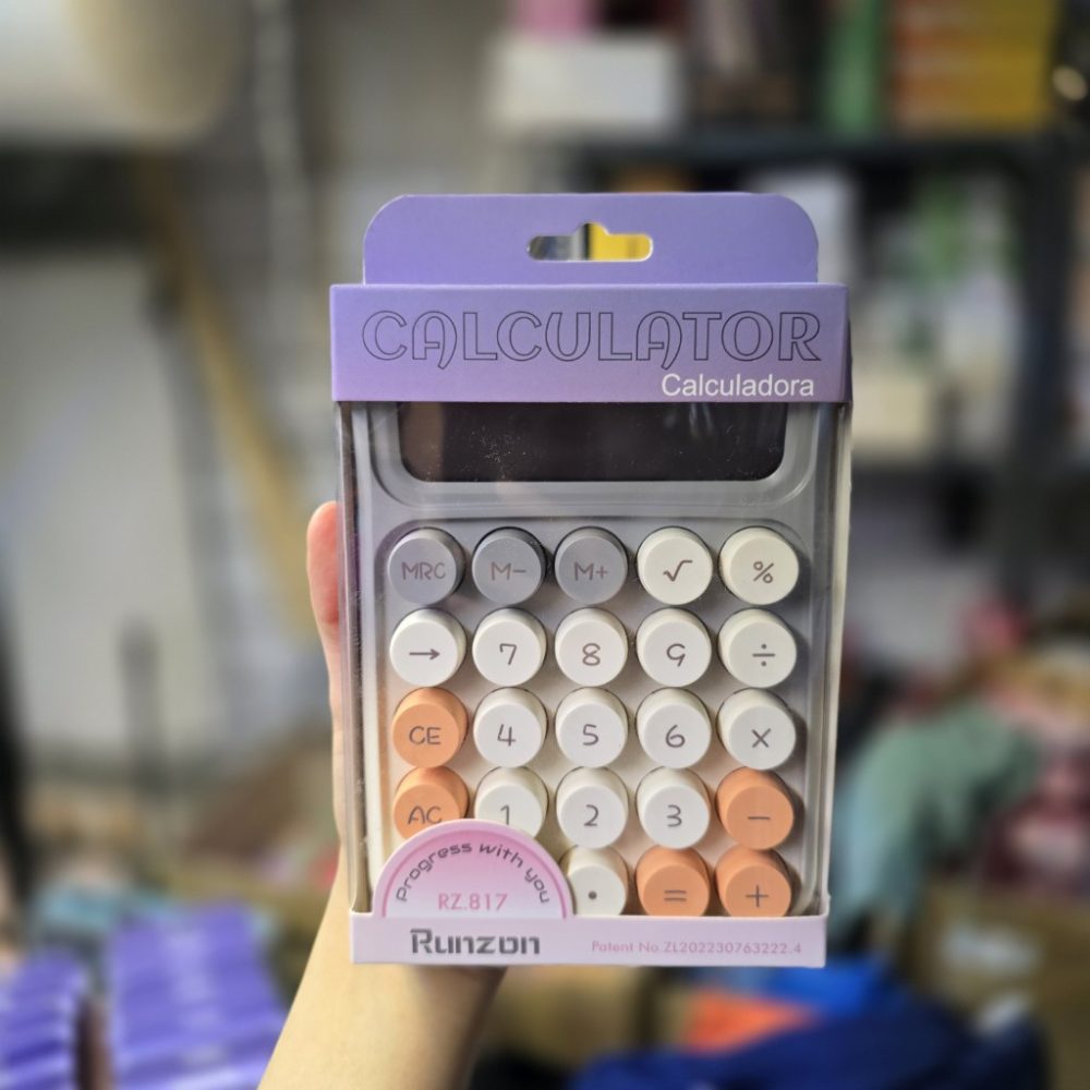 ماشین حساب طیف رنگی دکمه‌برجسته مدل RUNZON RZ-817 جعبه