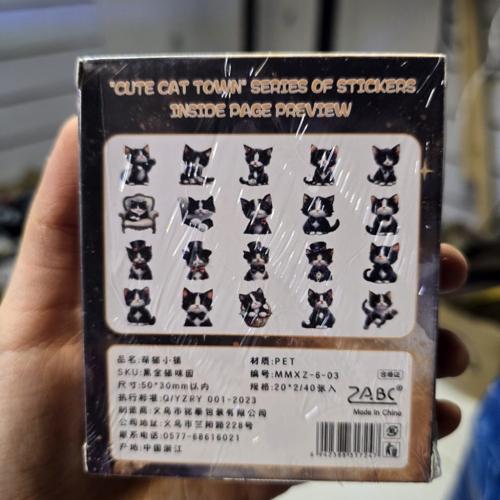 استیکر بسته 40 عددی طرح گربه مشکی پشت