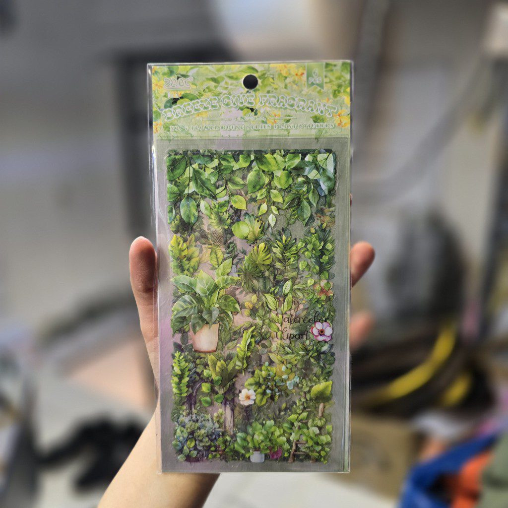 استیکر بسته 6عددی گلدان رنگ سبز