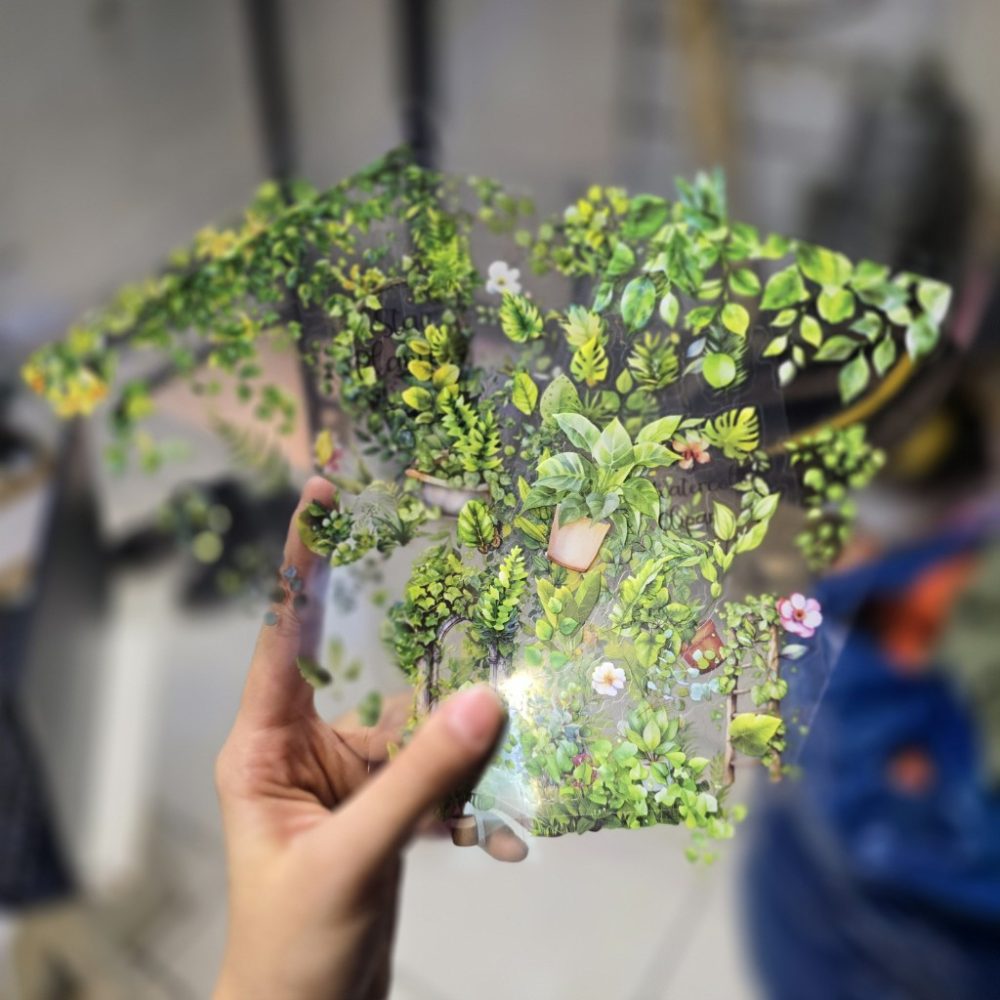 استیکر بسته 6عددی گلدان رنگ سبز باز