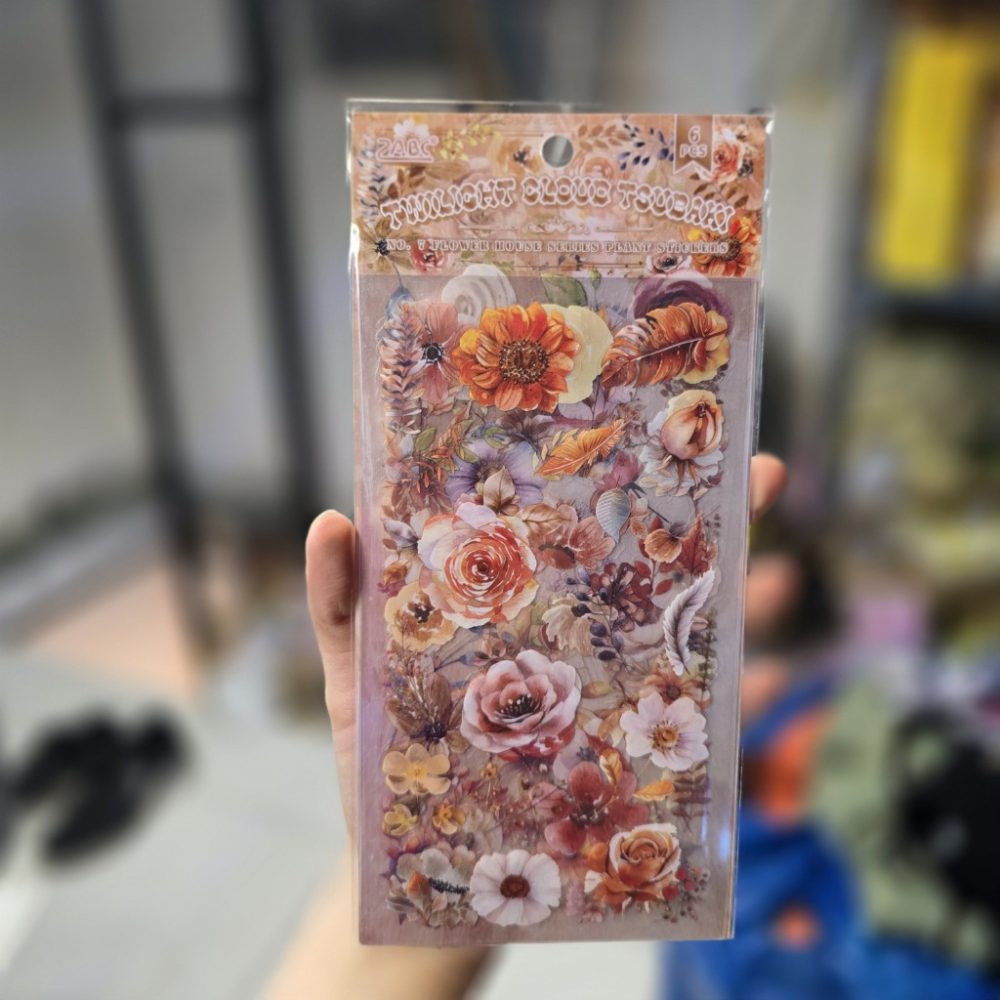 استیکر بسته 6عددی گل رنگ نارنجی