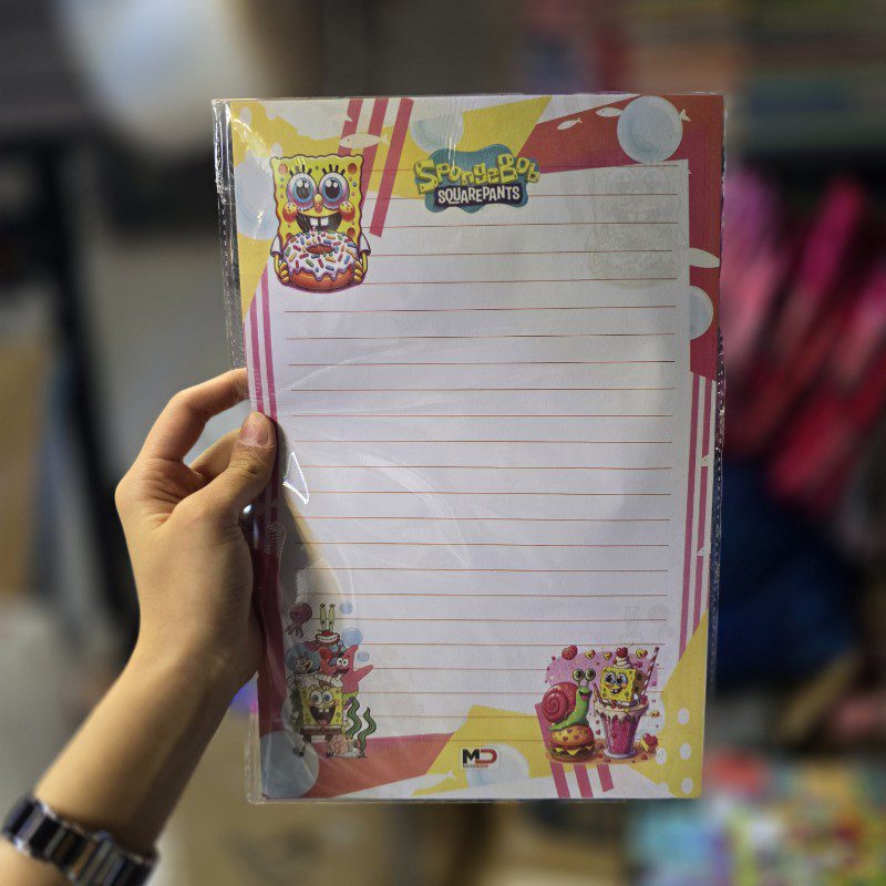 کاغذ خط دار سایز a4 بسته25عددی طرح باب اسفنجی