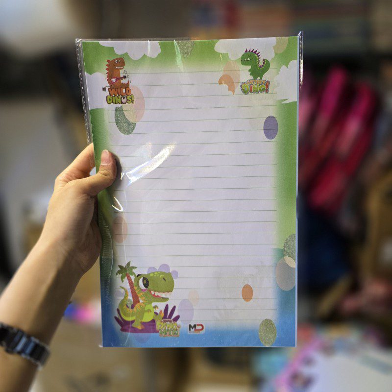 کاغذ خط دار سایز a4 بسته25عددی طرح دایناسور