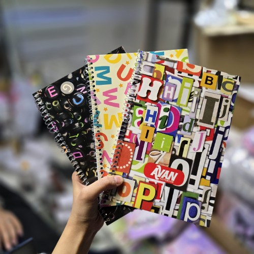 دفتر زبان 50برگ چهارخط طرح حروف انگلیسی