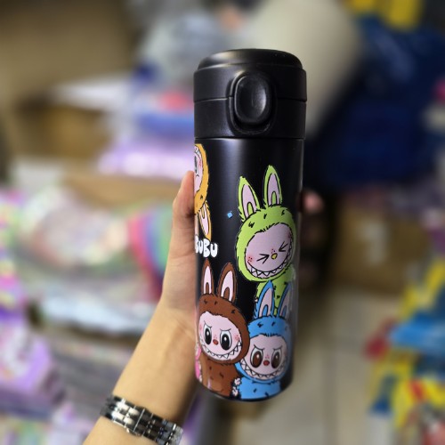 قمقمه فلزی آسان نوش طرح لبوبو مشکی