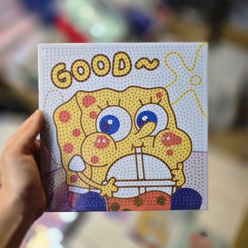 نقاشی الماسی بوم سایز 20 در 20 طرح باب اسفنجی کد 15