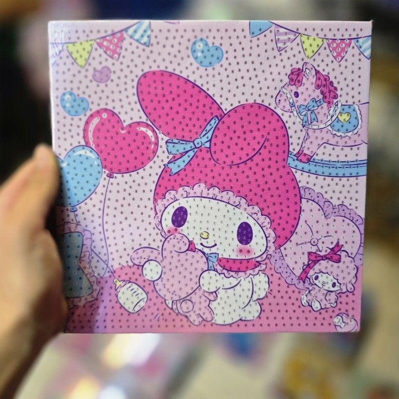 نقاشی الماسی بوم سایز 20 در 20 طرح ملودی و عروسک کد 03