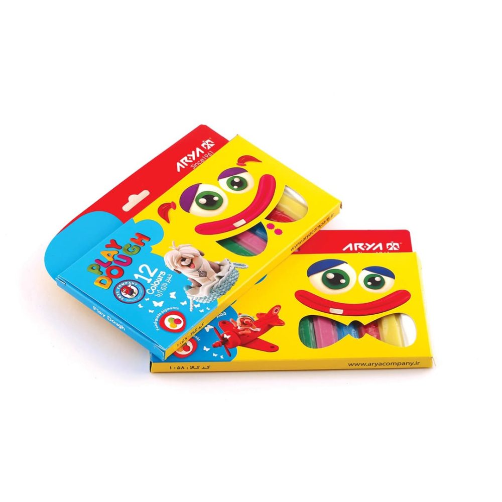 خمیر بازی 12 رنگ مقوائی آریا