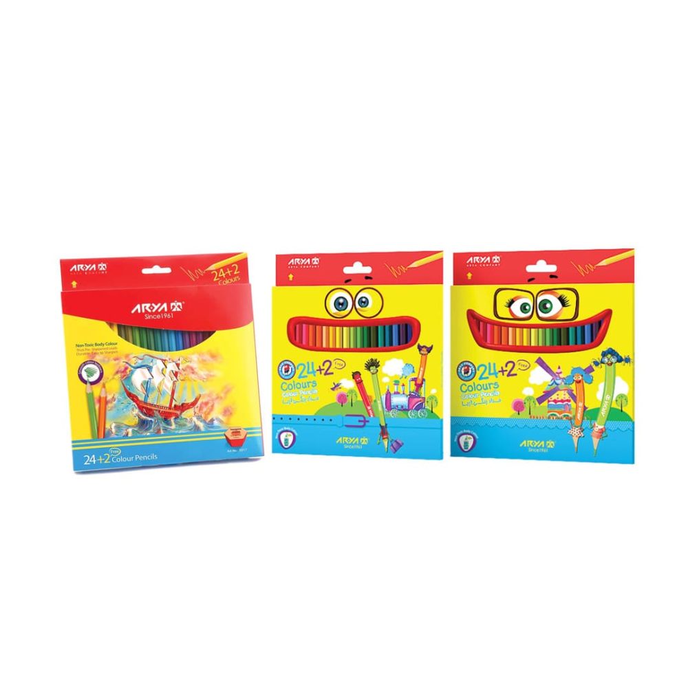 مداد رنگی 24+2 جعبه مقوایی آریا