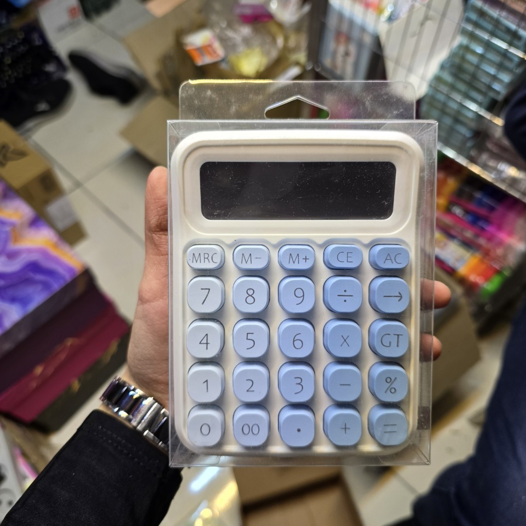 ماشین حساب طیف رنگی جعبه طلقی رنگ آبی