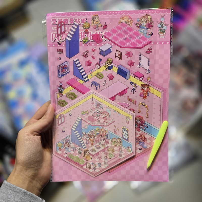 استیکر سه بعدی طرح دختر صورتی