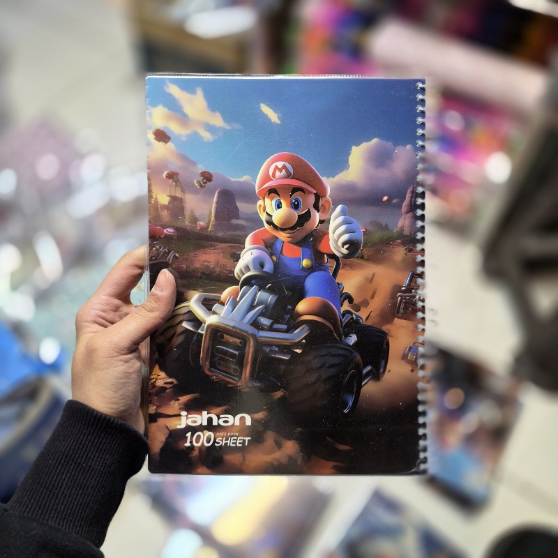 دفتر 100 برگ جهان طرح ماریو موتور سوار