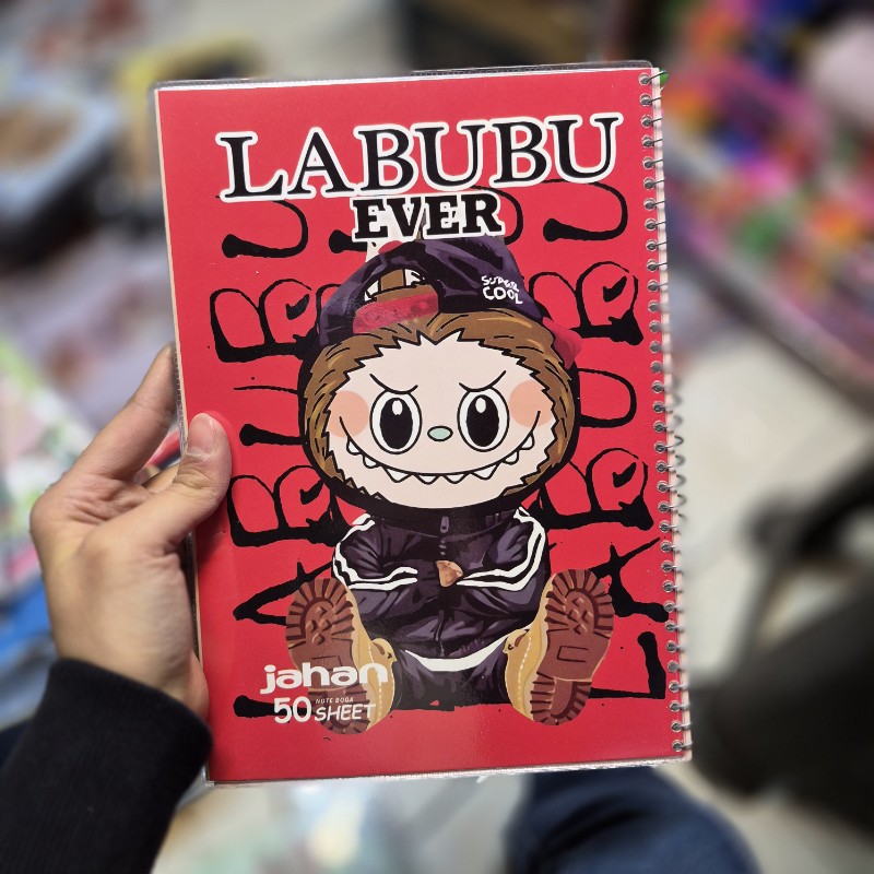 دفتر تک خط مجلد 50 برگ جهان طرح لبوبو قرمز