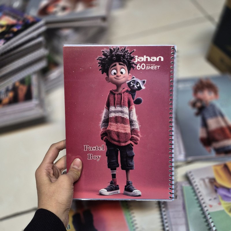 دفتر 60 برگ جهان طرح پسر زرشکی