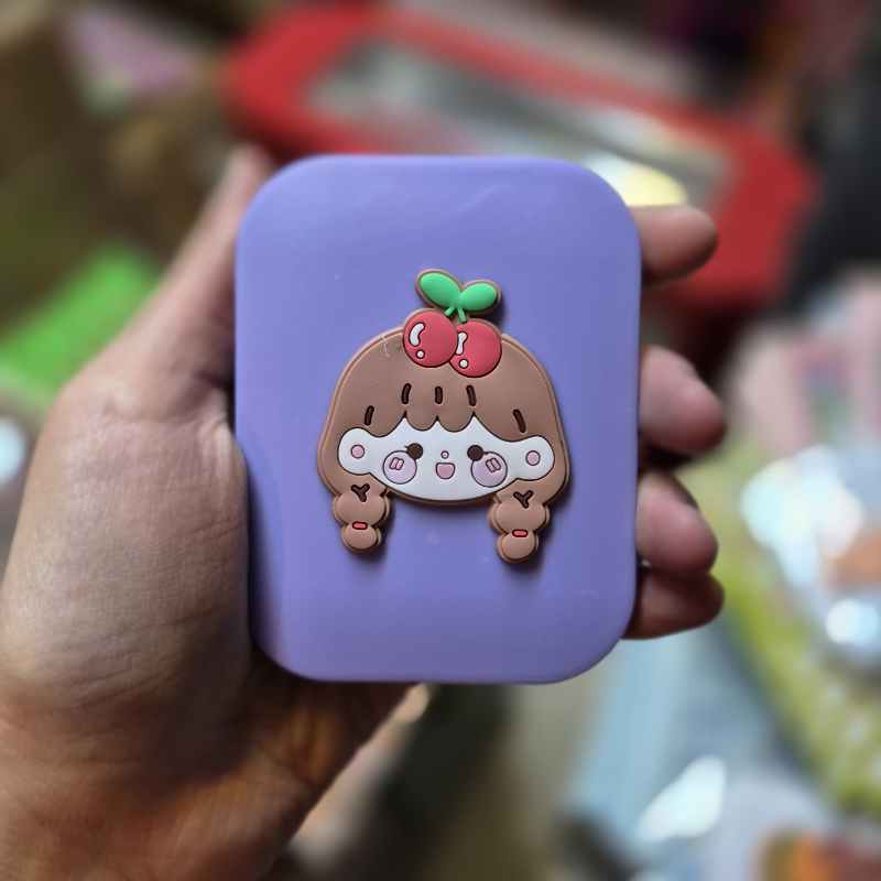 ست شانه و آینه جیبی رنگ بنفش