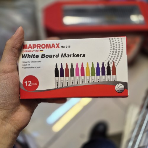 ماژیک وایت برد بسته 12رنگ ماپرومکس