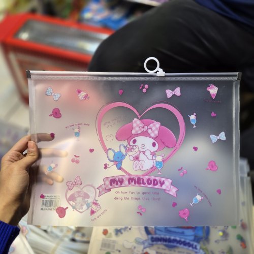 پوشه زیپی مغار دار سایز a4 ملودی