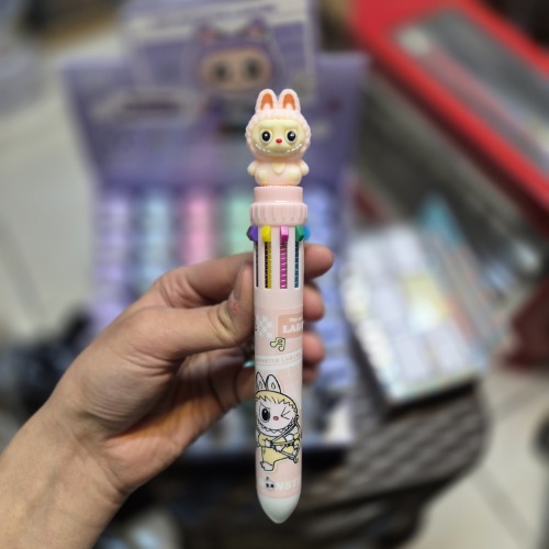 خودکار 10 رنگ طرح لبوبو رنگ صورتی