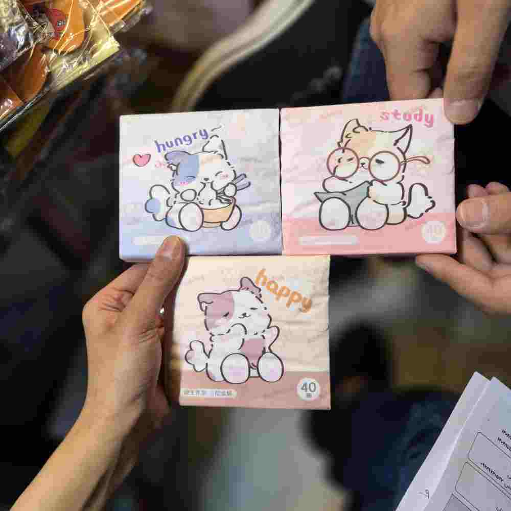 دستمال کاغذی 40 برگ طرحدار طرح گربه کد 9055