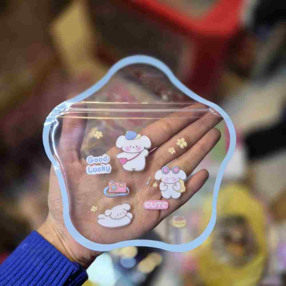 زیپ کیپ دسته دار کوچک طرح ستاره آبی