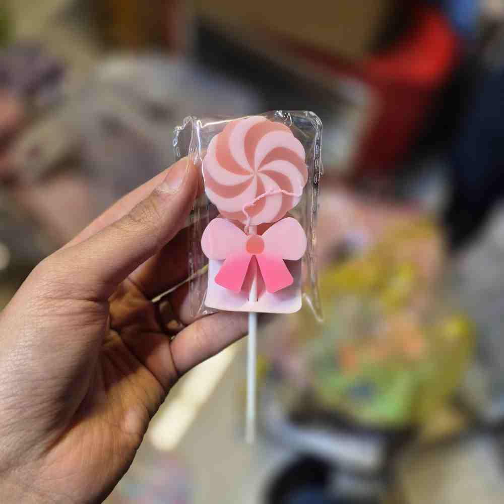 پاک کن طرح آبنبات چوبی رنگ صورتی