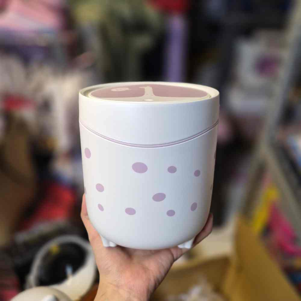 سطل زباله کلیلی خال خالی صورتی